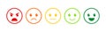 Rating of customer service satisfaction. Feedback concept. Quality control. Colored emoji from good to bad